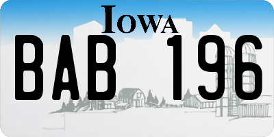 IA license plate BAB196