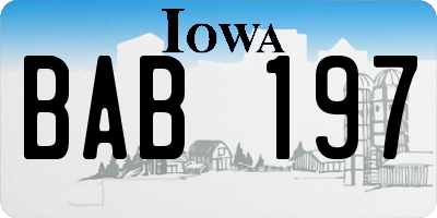 IA license plate BAB197