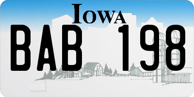 IA license plate BAB198