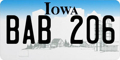 IA license plate BAB206