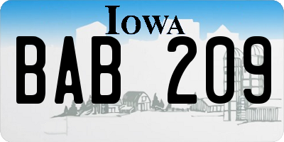 IA license plate BAB209