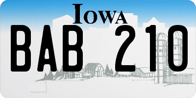 IA license plate BAB210