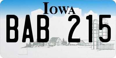IA license plate BAB215