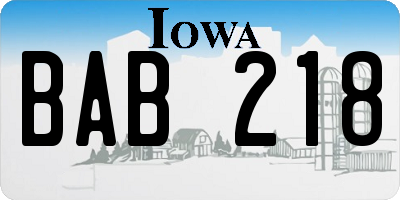 IA license plate BAB218