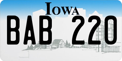 IA license plate BAB220
