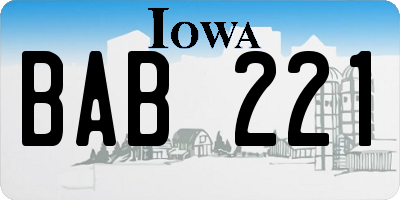 IA license plate BAB221