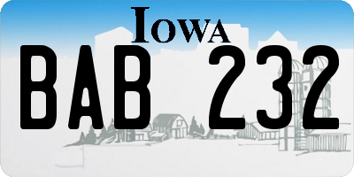IA license plate BAB232