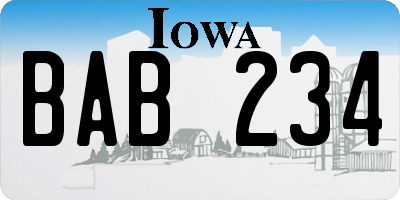 IA license plate BAB234