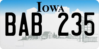 IA license plate BAB235