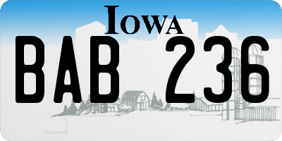 IA license plate BAB236