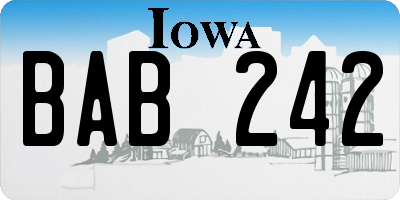 IA license plate BAB242