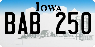 IA license plate BAB250