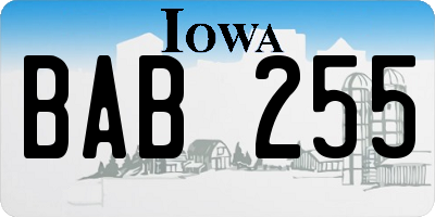 IA license plate BAB255