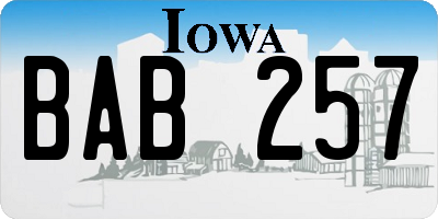 IA license plate BAB257