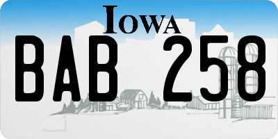 IA license plate BAB258