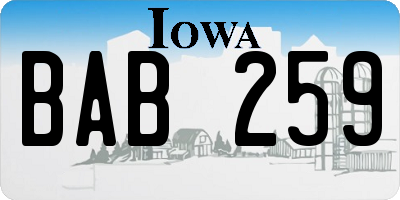 IA license plate BAB259