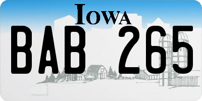 IA license plate BAB265