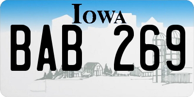 IA license plate BAB269