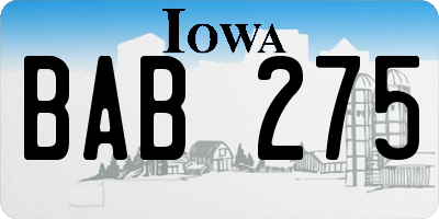 IA license plate BAB275