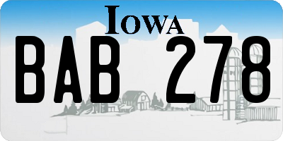 IA license plate BAB278