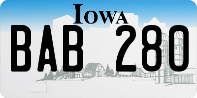 IA license plate BAB280