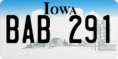 IA license plate BAB291