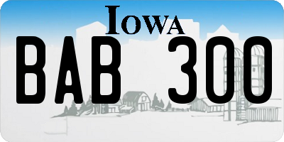IA license plate BAB300