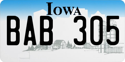 IA license plate BAB305