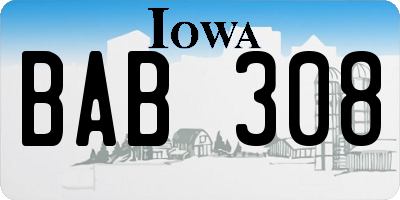IA license plate BAB308