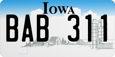 IA license plate BAB311