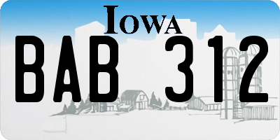 IA license plate BAB312