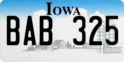 IA license plate BAB325