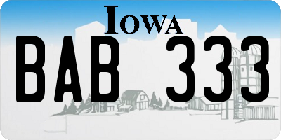 IA license plate BAB333
