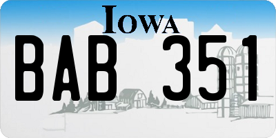 IA license plate BAB351