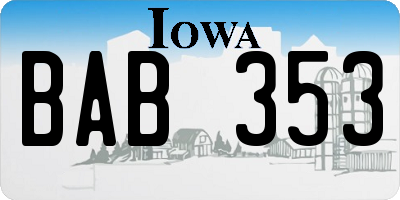 IA license plate BAB353