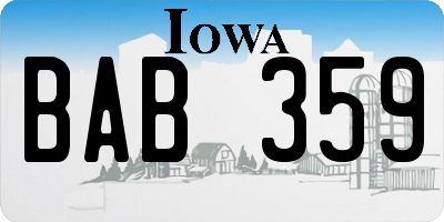 IA license plate BAB359