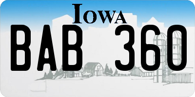 IA license plate BAB360