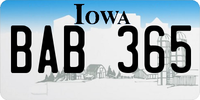 IA license plate BAB365