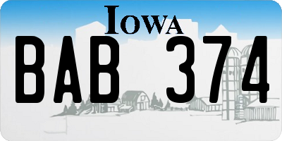 IA license plate BAB374