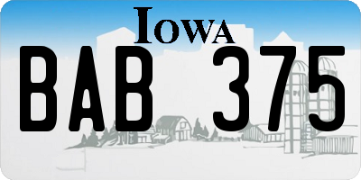 IA license plate BAB375