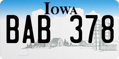 IA license plate BAB378
