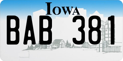 IA license plate BAB381