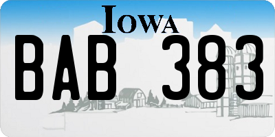 IA license plate BAB383