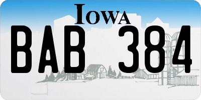 IA license plate BAB384