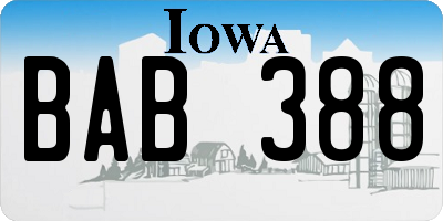 IA license plate BAB388