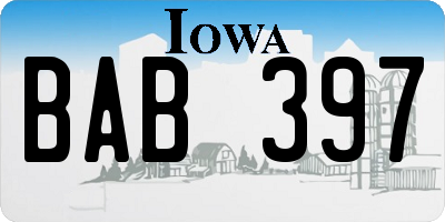 IA license plate BAB397