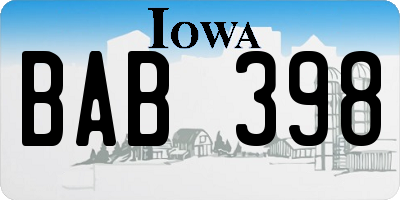 IA license plate BAB398