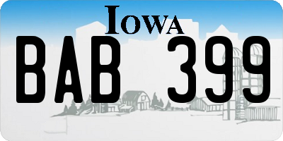 IA license plate BAB399