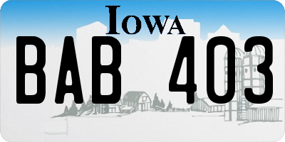 IA license plate BAB403