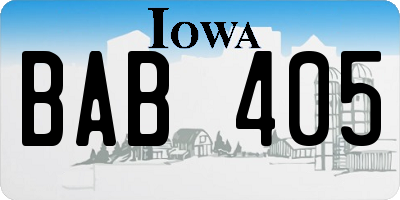 IA license plate BAB405